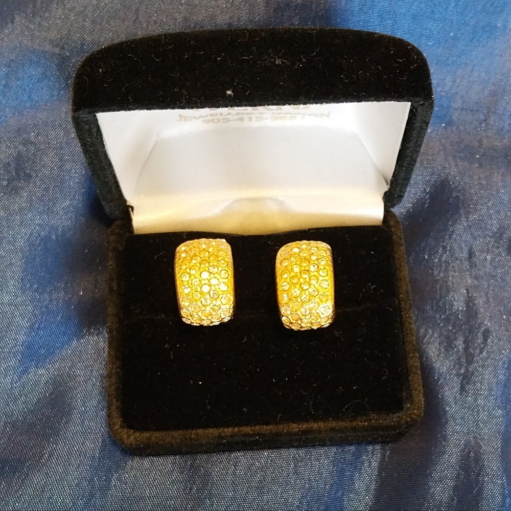 Escada Gold and Silver Crystal Earrings